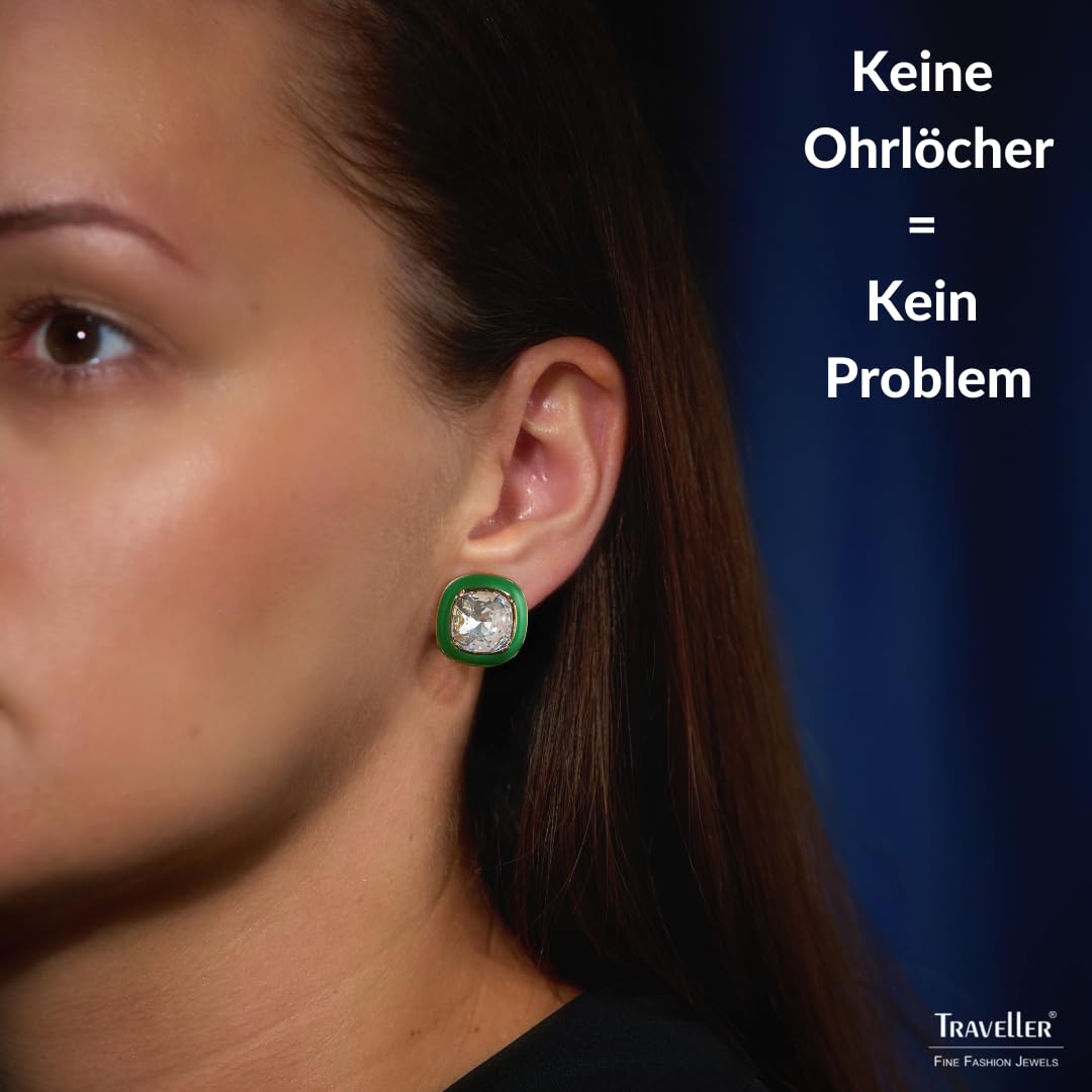Traveller Ohrclip - Kristalle - Email - diverse Farben