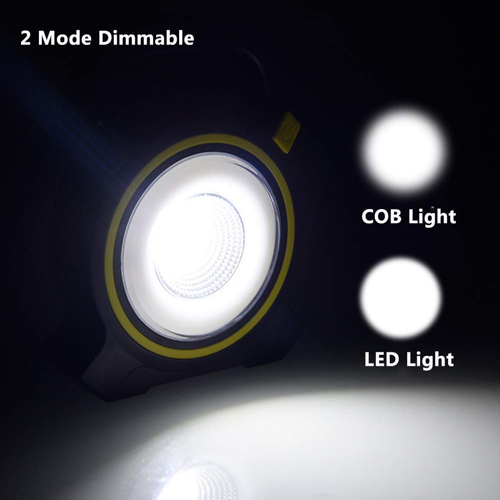Luz de trabajo LED recargable de 30 W, reflector regulable con 2 modos, iluminación impermeable IP65 para exteriores, camping, pesca y viajes en coche, brillo de 300 lm