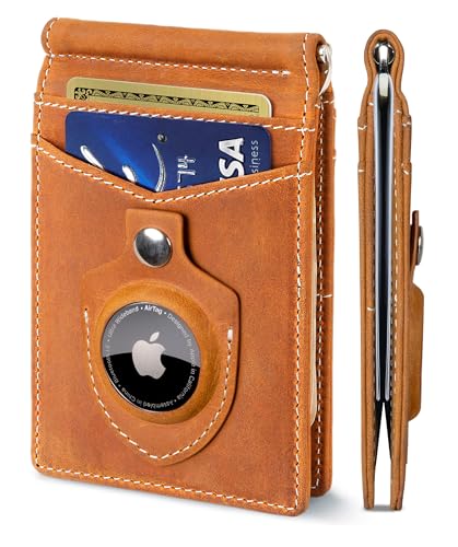 SERMAN BRANDS AirTag Wallet – RFID Blocking Slim Leather Money Clip