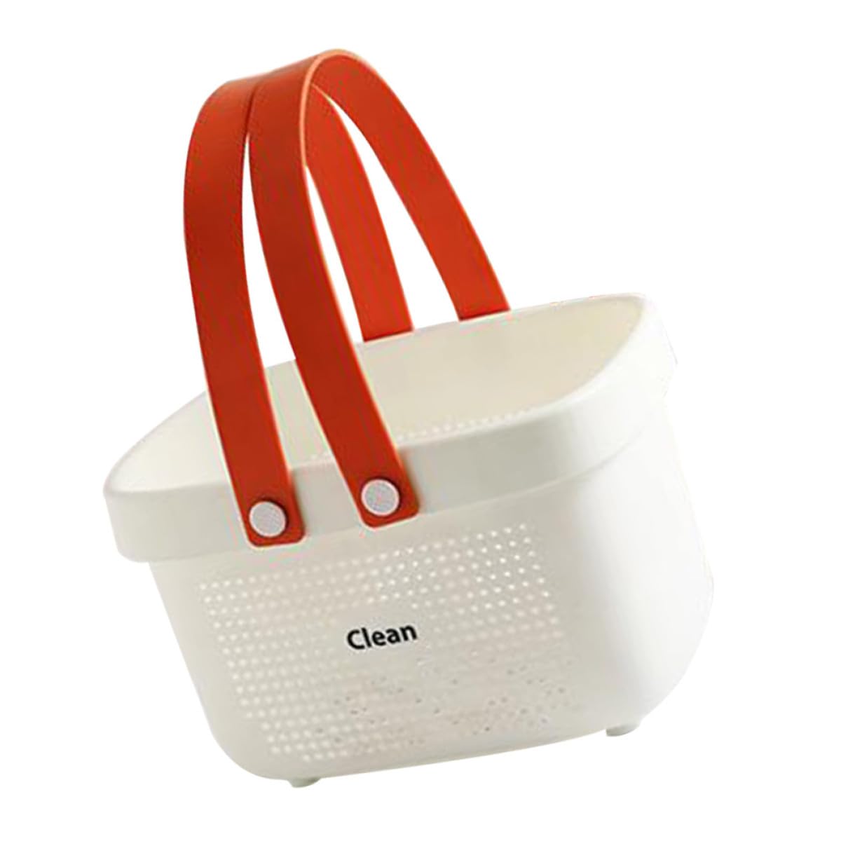 Lurrose Handle Bath Basket Hollow-Out Shower Caddy Handheld Toiletry Basket Small Orange-White Portable Household Bathroom Storage Organizer for