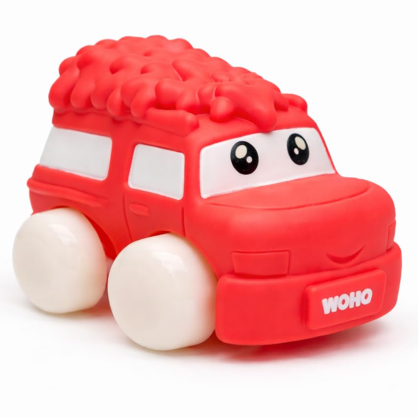 Image of Soft, Safe & Scented Car for Toddlers 1-3 Years BPA-Free, Chewable PVC Vehicle, Sensory, Motor Skill Development, Food Grade Toy, Baby Car Toys 6-12 Months+, One-Piece Design Infant Toys