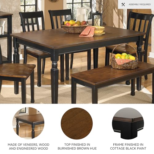 Signature Design by Ashley Owingsville Rustic Farmhouse Dining Room Table, Black & Brown