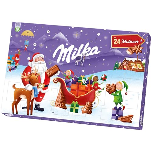Milka Adventskalender mit gefüllten Schokofiguren aus Alpenmilch-Schokolade & Milchcréme – 24 Türchen – 200g Milka Adventskalender mit gefüllten Schokofiguren aus Alpenmilch-Schokolade & Milchcréme – 24 Türchen – 200g