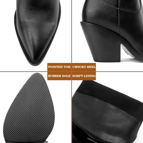 Cowboy Boots for Women Embroidered Pointy Toe Chunky Heeled Knee High Western Boots Shoes4