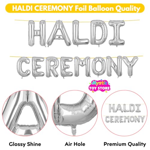 Image of Haldi Ceremony Banner Silver for Wedding Boys Girls Men Women Foil Balloon Decoration Decor Celebration Silveren