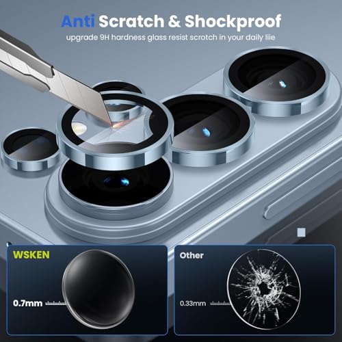 Image of FabeKee Tempered Glass Camera Lens Protector For 9H Hardness, Full Coverage Anti Scratch Camera Metal Ring (S26 Ultra 5G blue)