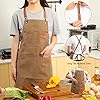 Tosewever Canvas Cross Back Chef Apron for Men Women with Adjustable Straps Large Pockets, Waterdrop Kitchen Heavy Duty Cotton Aprons for Tool Cooking BBQ Artist, M to XXL (Cappuccino Brown) #4