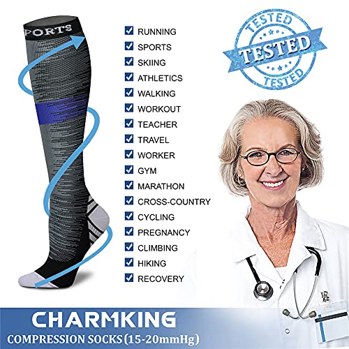 Image of Copper Compression Socks (3 Pairs), 15-20 mmhg is BEST Athletic & Medical for Men & Women, Running, Flight, Travel, Nurses - Boost Performance, Blood Circulation & Recovery