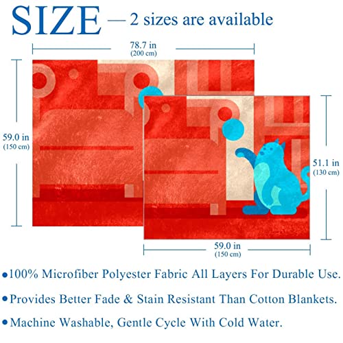 Couvertures chaudes et douces en microfibre de style dessin animé chat et animal - 4