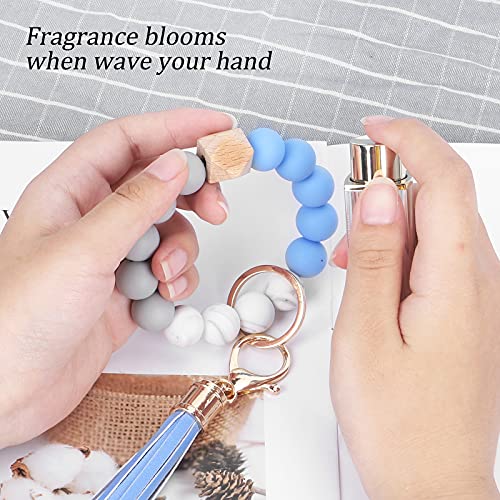 Weixiltc Bracelet Keychain Wristlet, Silicone Bead Key Ring Bracelet For Women (Blue) #TOP3