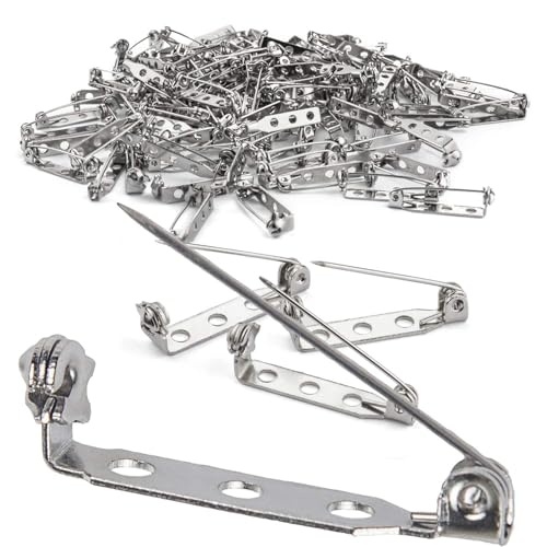 200 Pcs Silver Tone Brooch Pin Backs Clasp 1 Inch Bar Pins Findings 3 Holes Safety Pins for Badge Insignia, Citation Bars, Making Corsage, Name Tags, Toy Pins and Jewelry Making by STARVAST