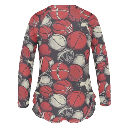 Basketball Girls Long Sleeve Swimsuit UPF 50+ Rashguard Swimwear One Piece Bathing Suit for 3-12 212208373