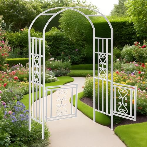 Arche de jardin en métal durable, support de prestige blanc pour rosiers