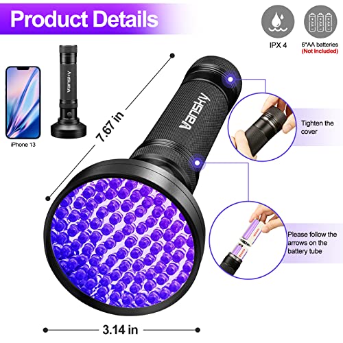 Vansky D08AUV Black Light Uv Flashlights, Ultra Bright 100 Led 395Nm Ultraviolet Blacklight Detector For Dog Cat Pet Urine thumb #7
