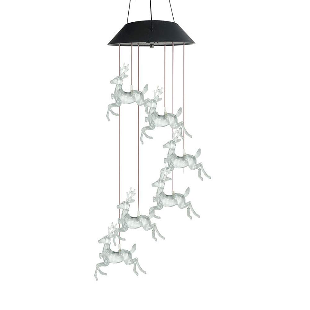 F FABOBJECTS® Solar Deer Wind Chimes Color-C LED Solar Light Outdoors Powered Waterproof Deer Wind Chimes for Home Party Night Garden Festival Decor