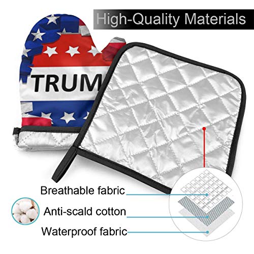 American Usa Trump Flag Oven Mitts And Pot Holders Sets Heat Resistant Kitchen Oven Gloves Mats For Holiday Cooking Baking Bbq #TOP3