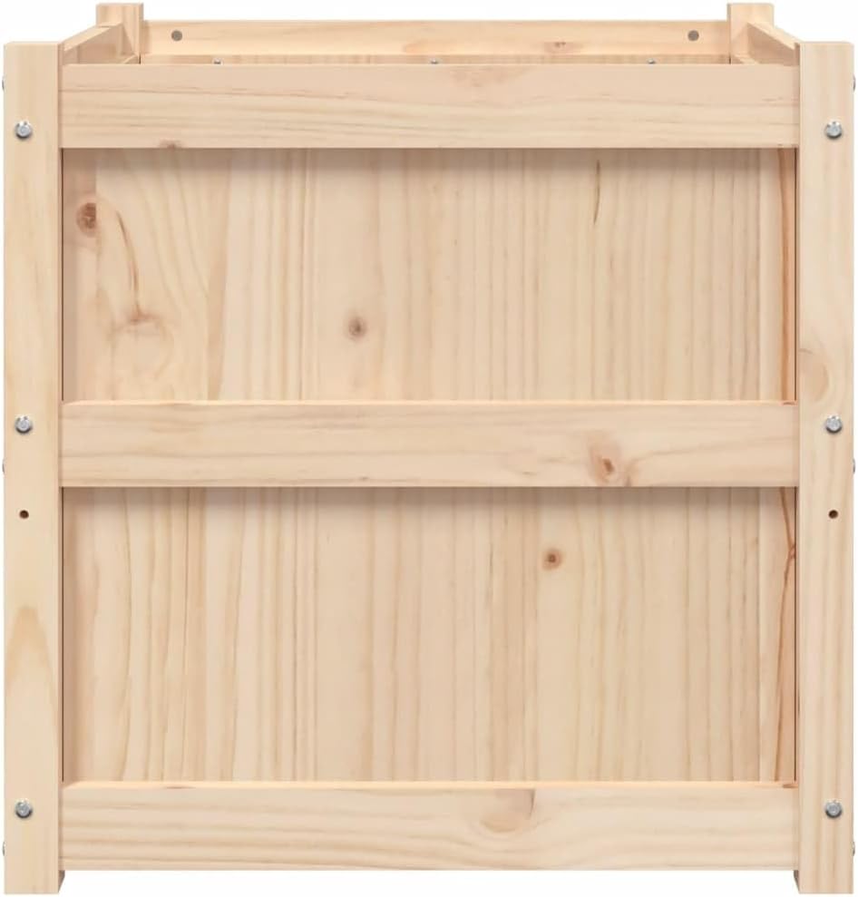 23.6" Rustic Pine Wood Planter Box Set of 2, Square Raised Garden Bed Outdoor, Solid Wood Elevated Flower Bed for Patio Balcony Yard