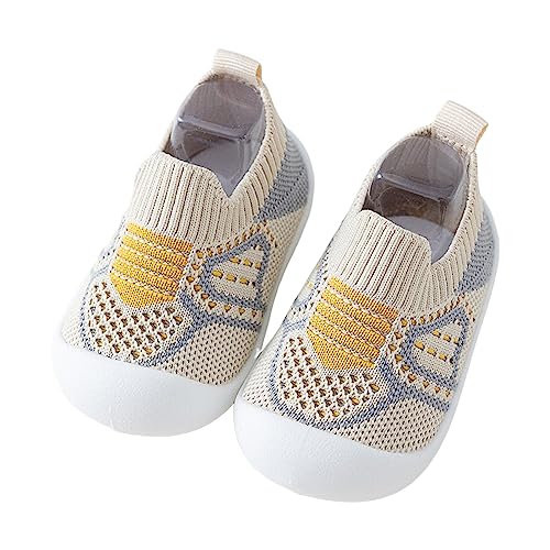 Baby First Walking Shoes Infant Boys Girls Socks Toddler Breathable Cartoon Mesh The Floor Socks Non-SIip Tennis Shoes (Yellow, 18-24 Months)