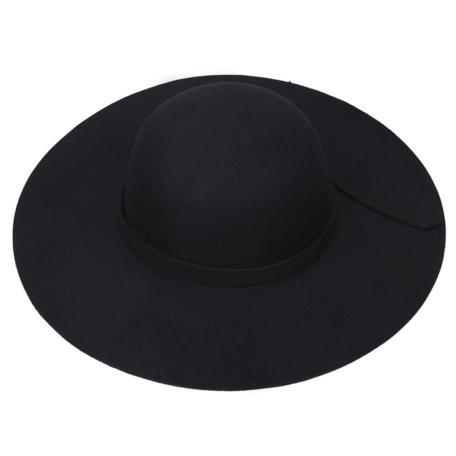VPbao Lana de ala ancha Fieltro Bowler Fedora Sombrero Lady Floppy Cloche Derby Church Party Sombreros - Plegable