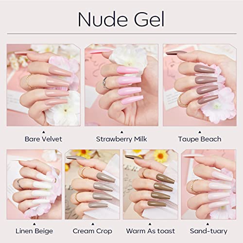 Modelones Gel Nail Polish, Nude Pink Solid Gel Polish Light Pink Sand-Tuary Pudding Gel Upgraded Crème Manicure Palette Soak Off Led Nail Art Gel Salon Diy Gel Nail Design Decoration At Home 1 Pcs 3G #TOP7