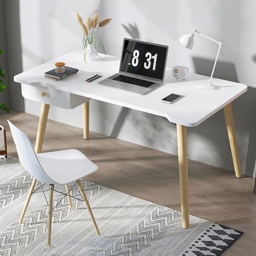 RiouPsithuric Escritorio de computadora Moderno de Madera - Mesa de Estudio de Estilo Sencillo, fácil de Montar, Ideal para Oficina en casa y Juegos, con cajón, 100 x 50 x 72 cm - Estación de TR