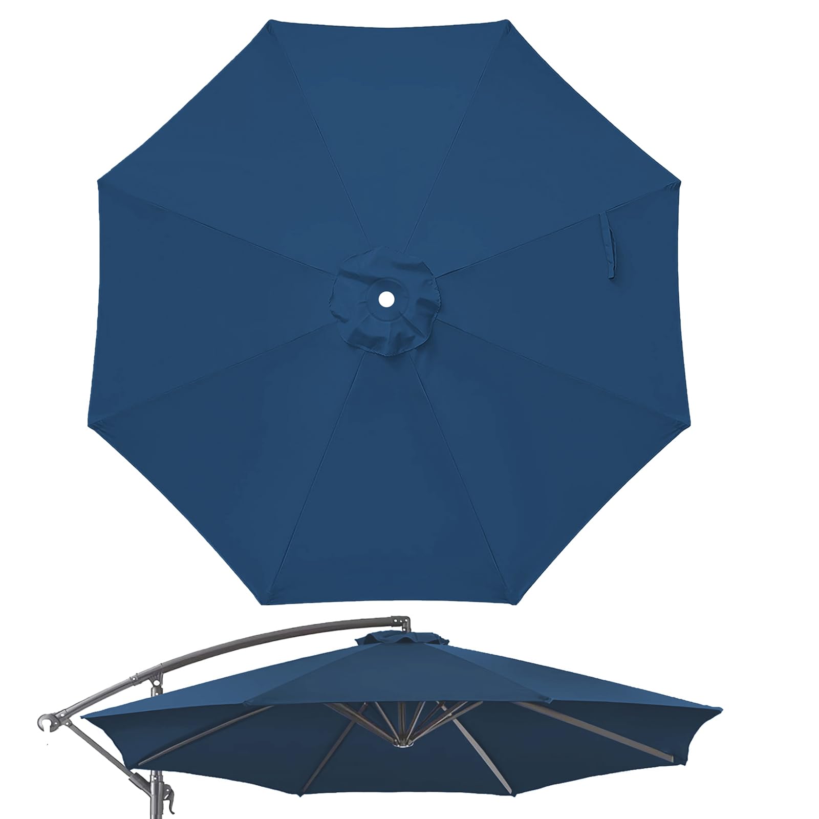 10ft 8 Ribs Cantilever Umbrella Replaent Canopy for Garden Market (Blue) 10ft 8 Ribs Cantilever Umbrella Replaent Canopy for Garden Market (Blue)