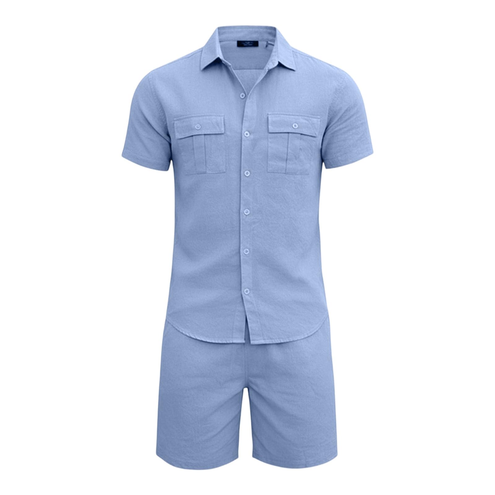 Camisa de manga corta fresca con pantalones cortos cómodos para calor 7