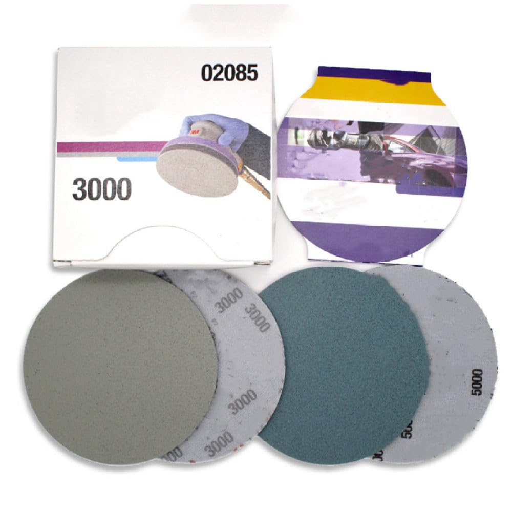 Papel de lija circular de 6 pulgadas Disco de lijado de esponja flocado de 152 mm Terciopelo húmedo y húmedo Gancho seco Hookit para pulir y pulir. Molienda, 5 piezas