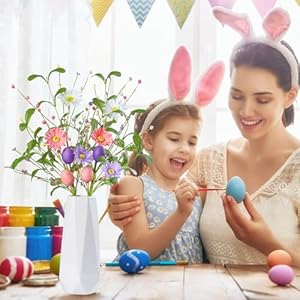 18-Inch Easter Floral Spray with Daisies, Eggs and Berries – Purple, Pink, White Easter Decor for Home, Floral Arrangements, and Seasonal Displays 18 Inch Easter Floral Spray with Daisies Eggs and Berries–Purple Pink White Easter Decor for Home Floral Arrangements and Seasonal Displays