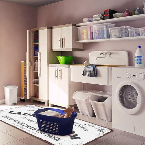 Zoke Laundry Room Rug Runner Stylish Non-Slip Laundry Room Mat 20"x47", Versatile, Waterproof Runner for Laundry, Kitchen, and Bathroom, Mudroom Decor and Farmhouse Charm