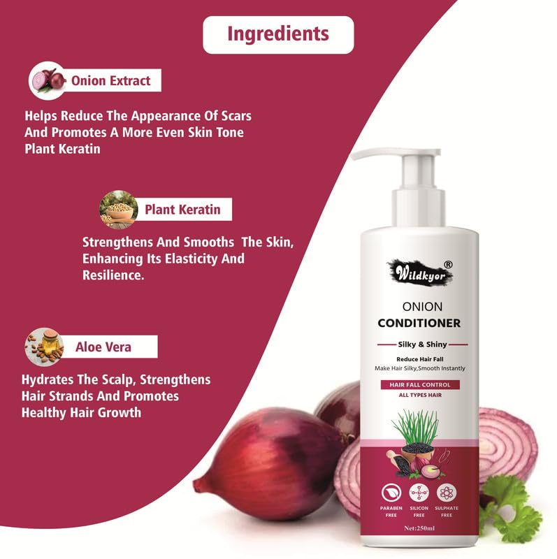 Image of Onion Hair Conditioner, Silky & Shiny, Hair Fall Control, 250ml Onilon Conditioner