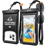 Niveaya IP68 Floating Waterproof Phone Pouch 2 Pack, Touchscreen Friendly Dry Bag for iPhone 17 16 15 Pro Max, Underwater Photography, Beach Vacation & Cruise Essentials (Up to 8.5')