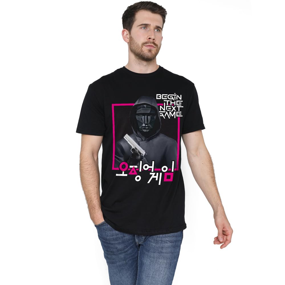 Squid Game Men's Front Man Korean Logo T-Shirt Black - XXL