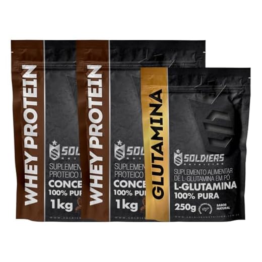 Kit: Whey Protein Concentrado 2Kg + Glutamina 250g - 100% Importado - Soldiers Nutrition Sabor:Chocolate Belga