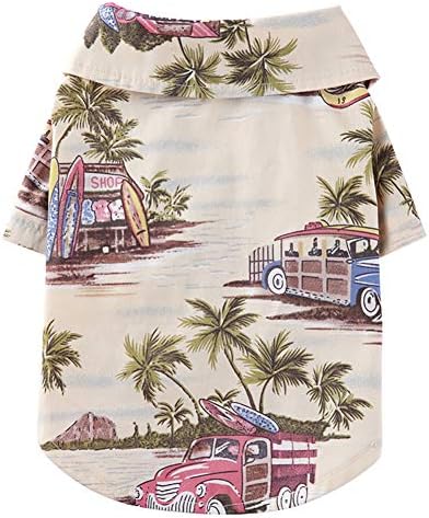 Tangpan Hawaiian Beach Coconut Tree Print Dog Shirt Summer Camp S...