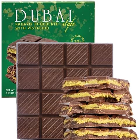 Dubai Chocolate Bar Pistachio and Crispy Kataifi Filled 3.5 oz, Luxury Dubai Chocolate with Knafeh, Fresh Daily Production, Perfect for Gifting (Pack of 1) Cover
