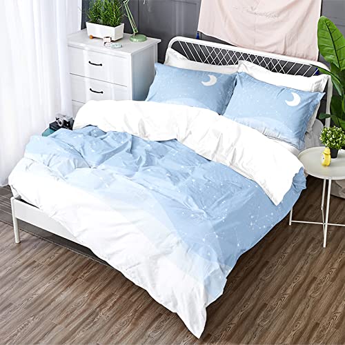 Setwier Purple Pink Rainbow Gradient Starry Sky Duvet Cover Twin Size, Stars, Moon Bedding Set Comforter Cover For Girls Boys Kids, Kawaii Lightweight Cover With 2 Pillowcase #TOP1