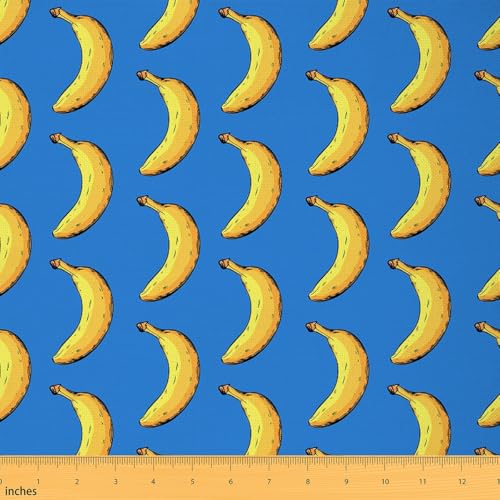 Banana Fabric by The Yard, Tropical Fruit Upholstery Fabric, Cartoon