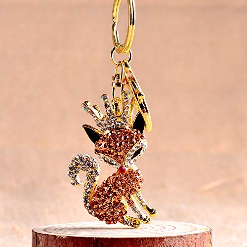 Preisvergleich Produktbild Xirui Luxus Krone Fuchs Schlüsselanhänger Für Frauen Bunte Strass Krone Fuchs Schlüsselanhänger Auto Schlüsselanhänger Voller Kristall Fuchs Schlüsselanhänger Auf Tasche G