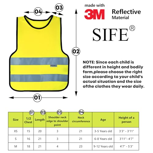 SIFE Colete de segurança infantil, feito com material reflexivo de 3 m, protege nossos jovens aventu