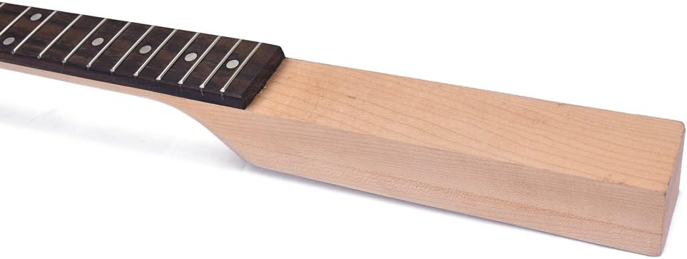 Unfinished Cigar Box Guitar Neck for for Ib Style, Cigar Box Guitar 3 or 4 String 21 Fret 25.5 inch Maple Rosewood Fretboard Half Paddle Headstock Electric Guitar Parts Replacement