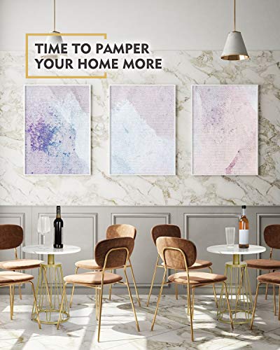 Moncot Modern Round Side Table Set Of 2 With Brass Gold Metal Frame, Nightstand/Small End Tables, Mdf Table Top With White Marble Texture For Living Room, Bed Room And Patio Et228-Wh-2Pk #TOP1