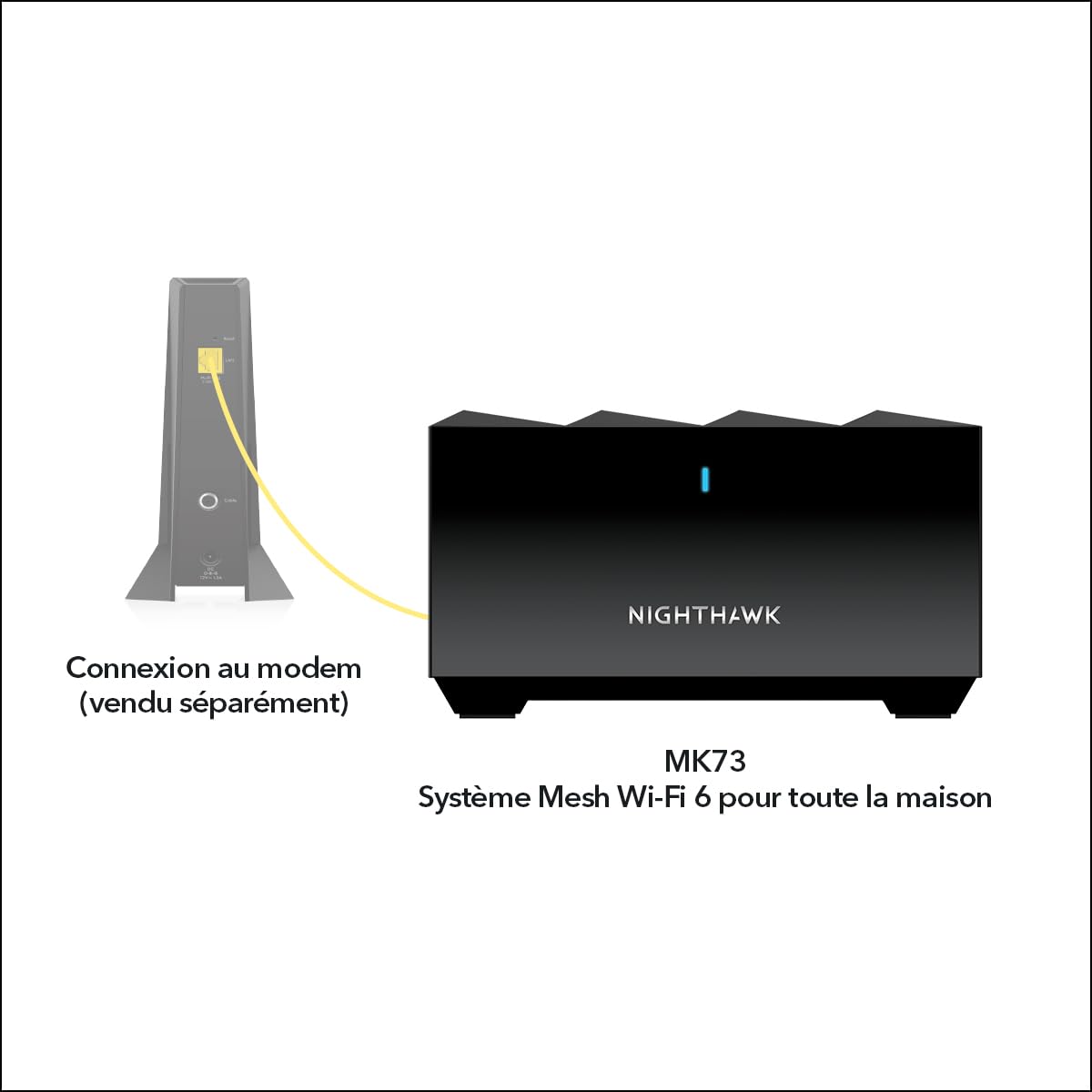 NETGEAR Nighthawk WiFi 6 Mesh (MK73S), Systeme WiFi Mesh Dual Band, Couverture de 400 m², Vitesses jusqu'à 3Gbit/s (AX3000), Protection Totale Antivirus Armor Inclus Pendant 1 an