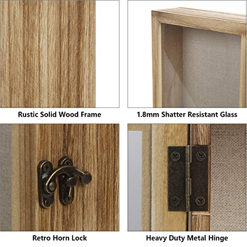 Butizone Shadow Box Frame, Wood Shadow Box Display Case With Soft Line Back, Shattered Resistant Glass And Drawer, For Display The Pictures, Collections, Medals, Bouquet On The Wall Or Tabletop #TOP1