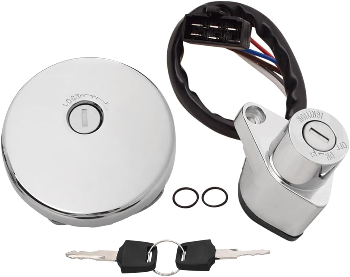 51049-0003 Fuel Gas Tank Cap with 2 Keys Compatible with 2019-2023 Kawasaki EJ800 W800 Cafe & 2002-2005 VN800 Vulcan 800 Replaces# 51049-1121 51049-1126
