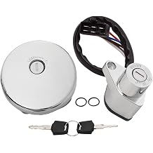 Compatible with Kawasaki Vulcan 800 VN800 2002 2003 2004 2005 Classic Drifter Ignition Switch Kit Fuel Gas Cap Lock Set with 2 Keys Chrome, 27005-1188 27005-1204 51049-0003, 51049-1121 51049-1126