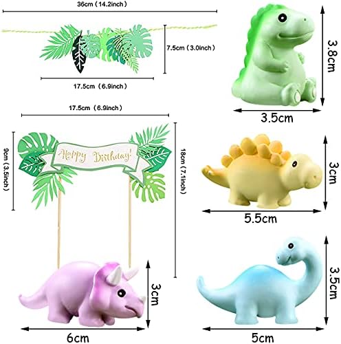 Dinosaur Birthday Cake Topper Party Decorations Dinosaur Figures Set Animal Cake Toppers Leaves Banner Dinosaur Cake Decorations for Boy Girl Baby Shower Dinosaur Theme Birthday Party Supplies