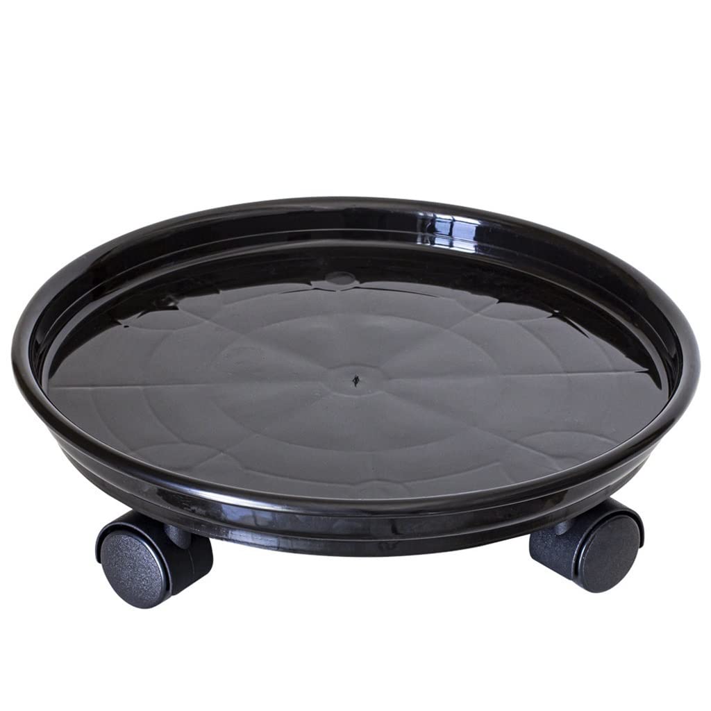 CXVHsertWR rolling plant caddy, Movable Plant Stand Pot Saucer, Pallet Tray Trolley With Casters(Black,30cm/12inch)