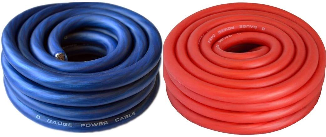 100 FEET 0 Gauge Blue & RED Power + Ground Wire Cable 1/0 Gauge CAR Audio