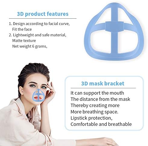 Cool Face Mask Bracket Inner Support Frame - for Guard Under Mask Inserts Plastic Bracket - More Breathing Room - Mouth Guard Masks Lipstick Protection Stand-Washable Reusable| 5 white 5 blue